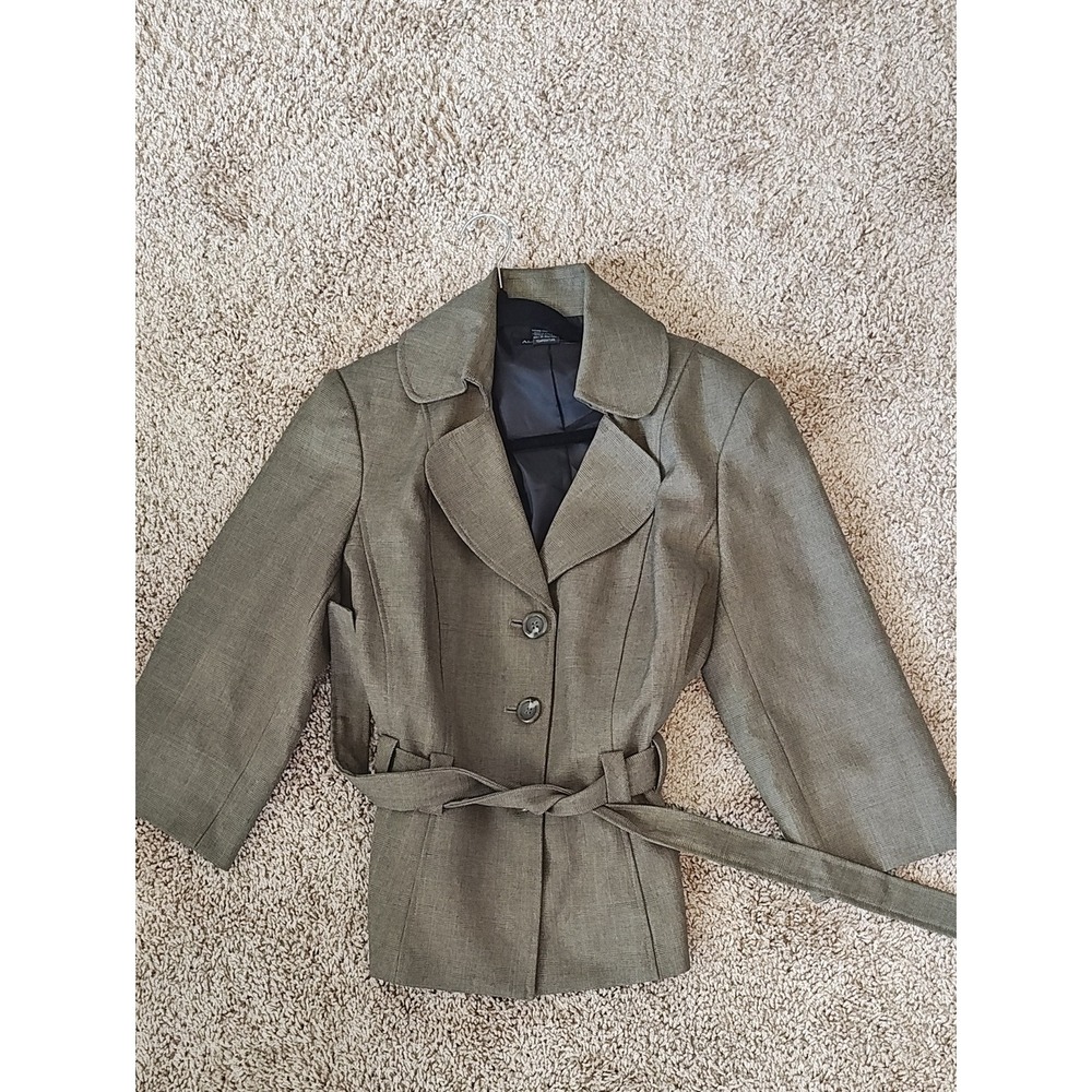 Women Ainsley & Aidan Blazer Jacket Size 12 Grey Black Mix Belted Career